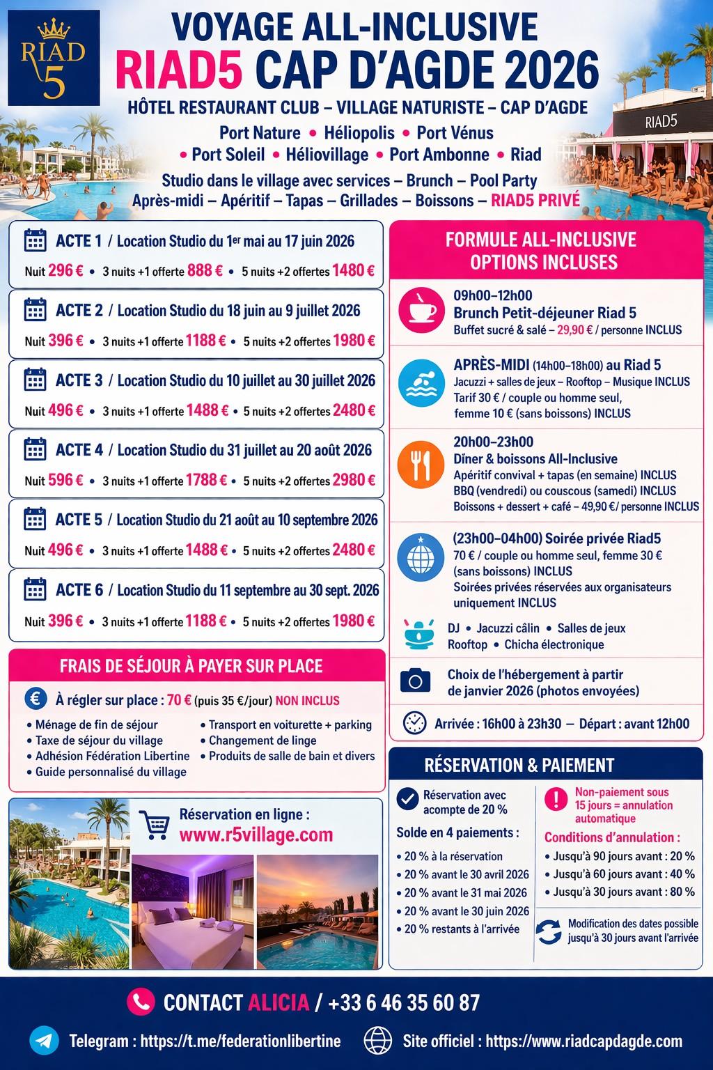 Francais voyage riad5 all inclusive 2026